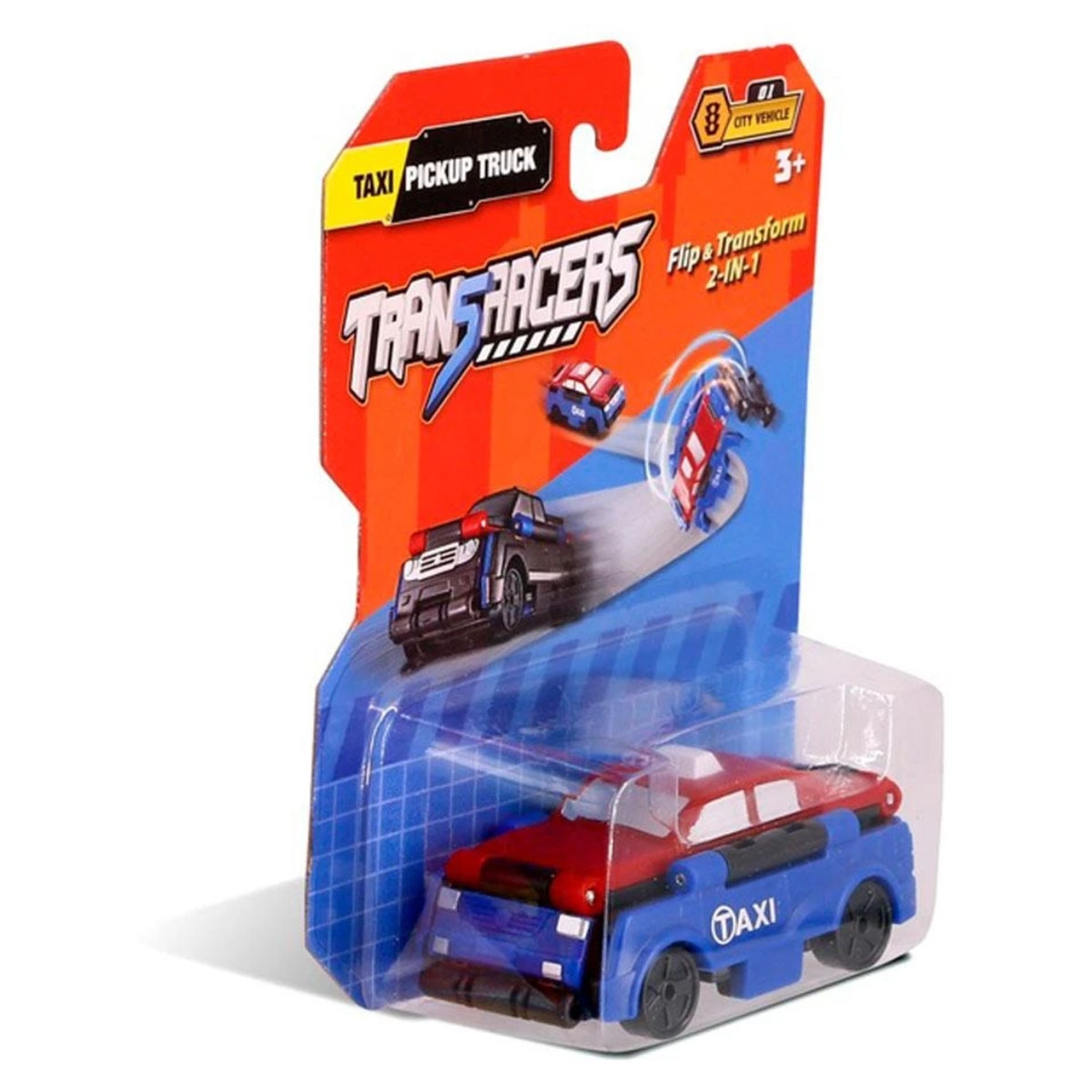 ترانسراكرز مجموعة سيارات مدينة 2 في 1 (تاكسي وشاحنة) متنوعة للجنسين، 3-4 سنوات