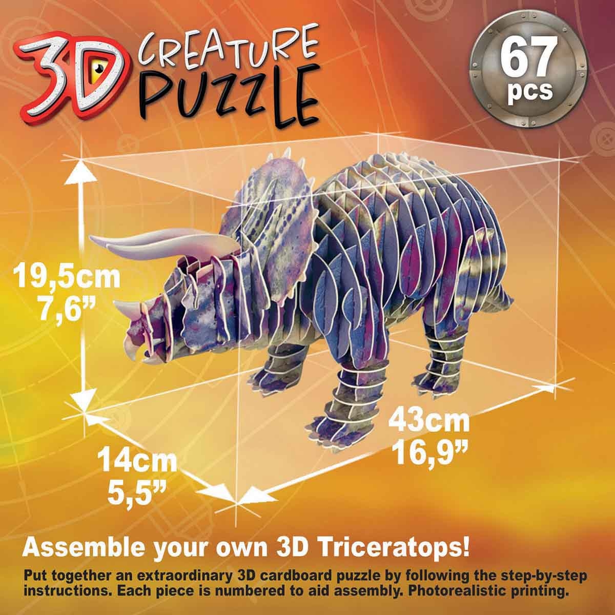 إديوكا أحجية مجسمة ثلاثية الأبعاد لترايسيراتوبس للجنسين، عمر 5-7 سنوات