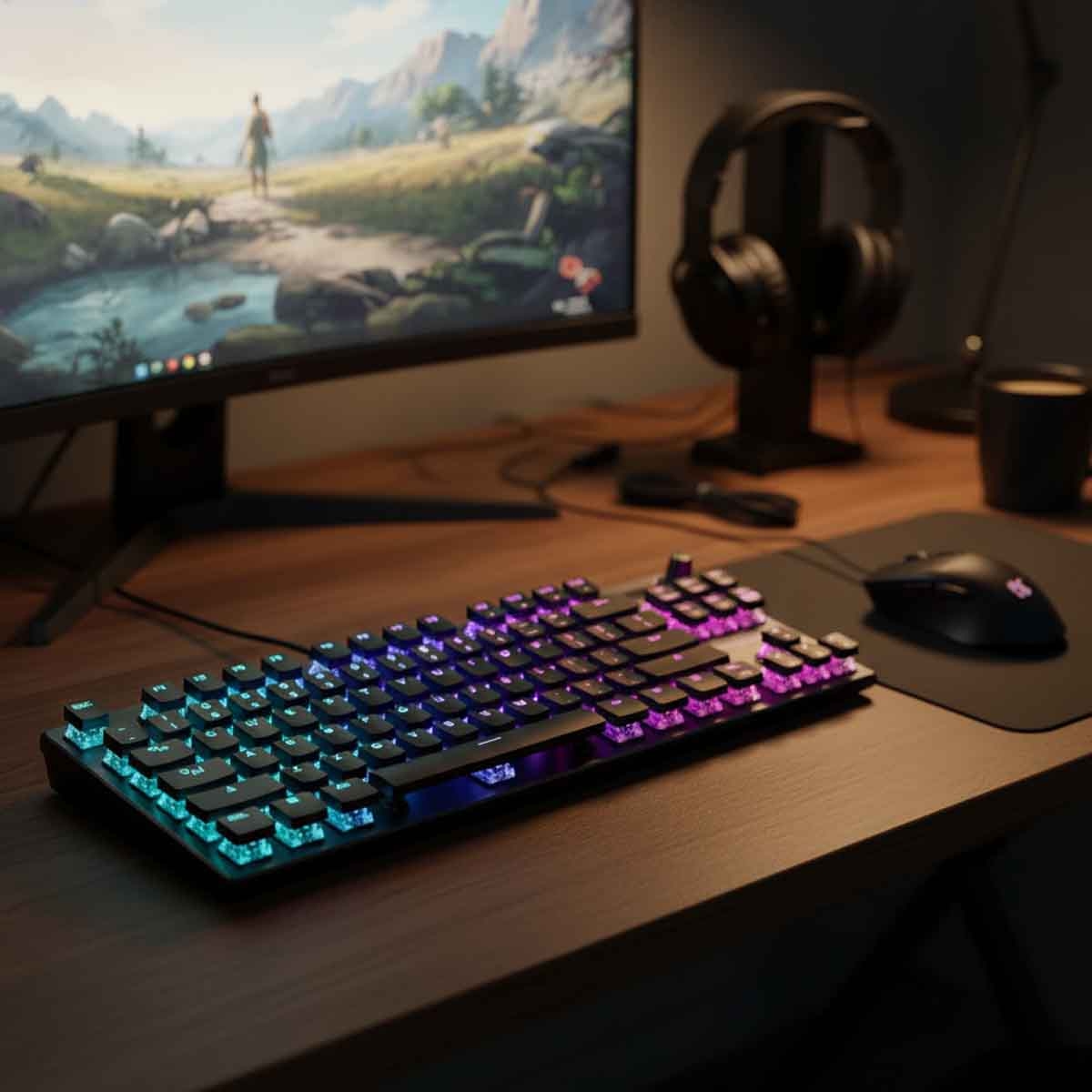 تيرتل بيتش أسود لوحة مفاتيح ألعاب فولكان تي كي إل آيمو لينيار