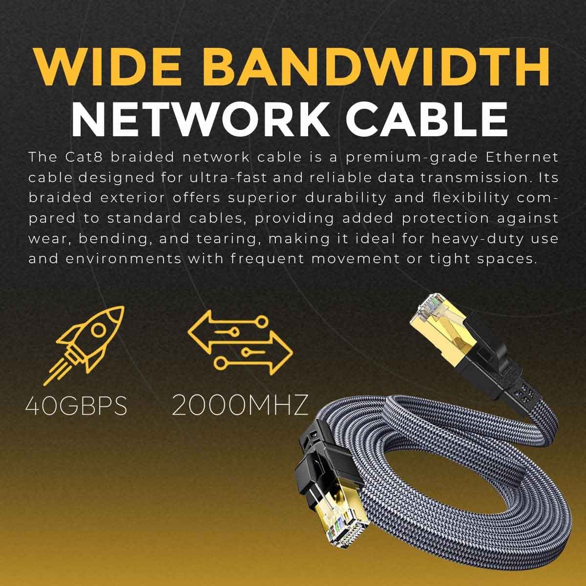 تويستد مايندز كابل إيثرنت CAT8 مضفر مسطح FTP بطول 3 متر