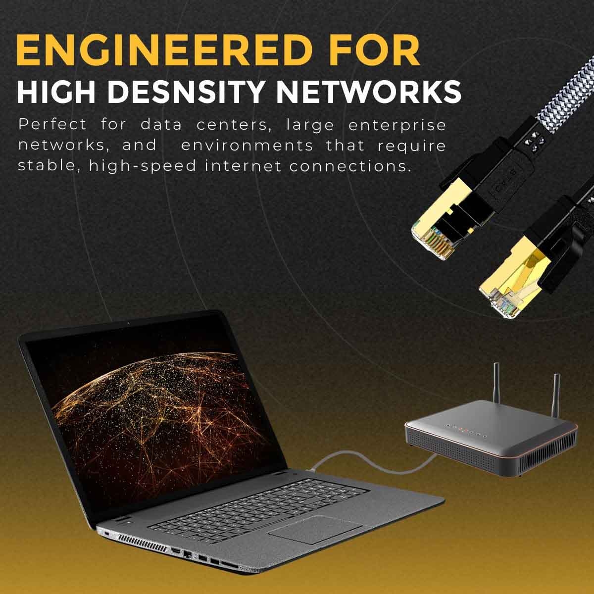 تويستد مايندز كابل إيثرنت CAT8 مضفر مسطح FTP بطول 3 متر