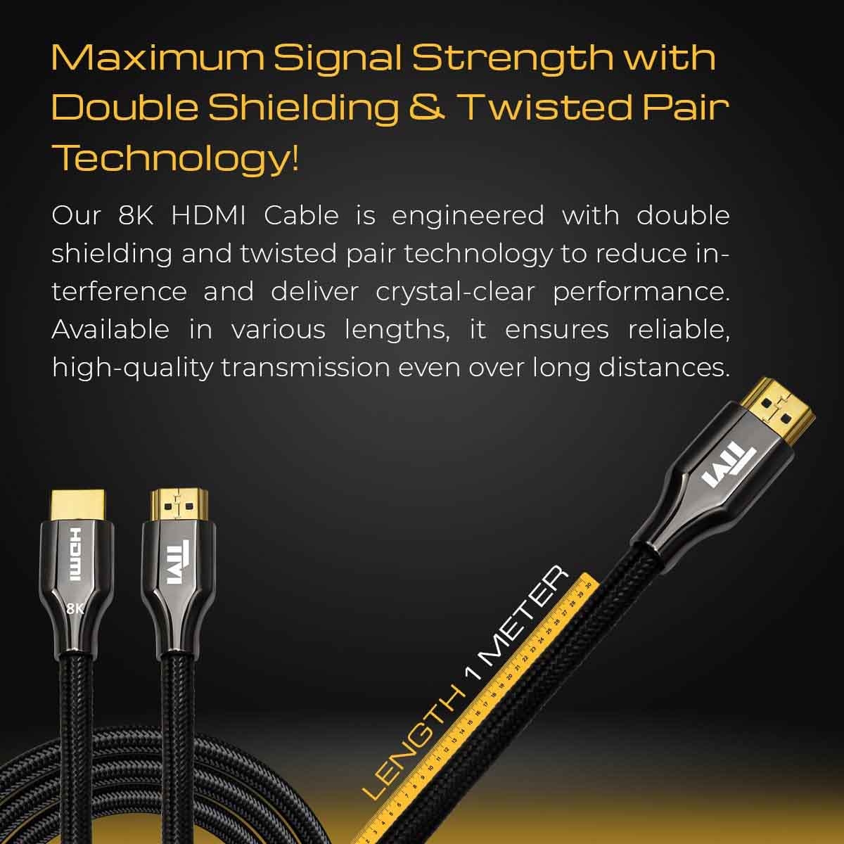 تويستد مايندز كابل HDMI مضفر 8K سبائك الزنك بطول 1 متر