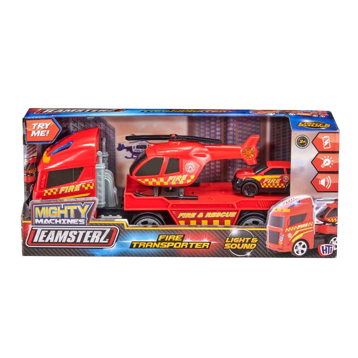 تيمسترز مجموعة مايتي ماشينز ناقلة مروحية إطفاء مع أضواء وأصوات للجنسين، 3-4 سنوات