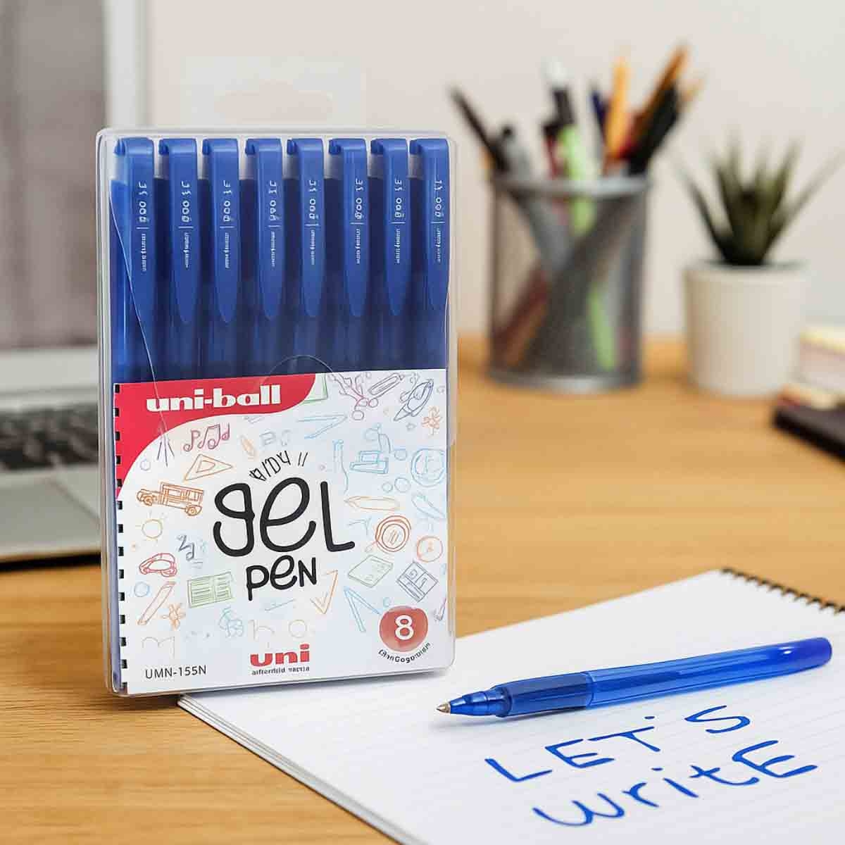 يوني بول مجموعة 8 أقلام جل أزرق 0.7 ملم