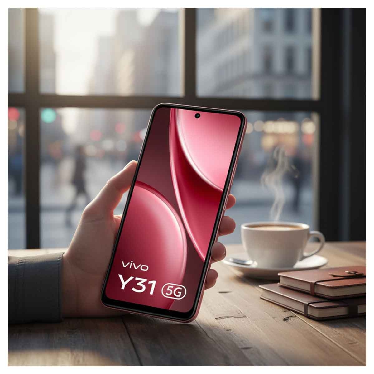 فيفو Y31 جوال أندرويد فايف جي (رام 12 جيجابايت، تخزين 256 جيجابايت) – أحمر