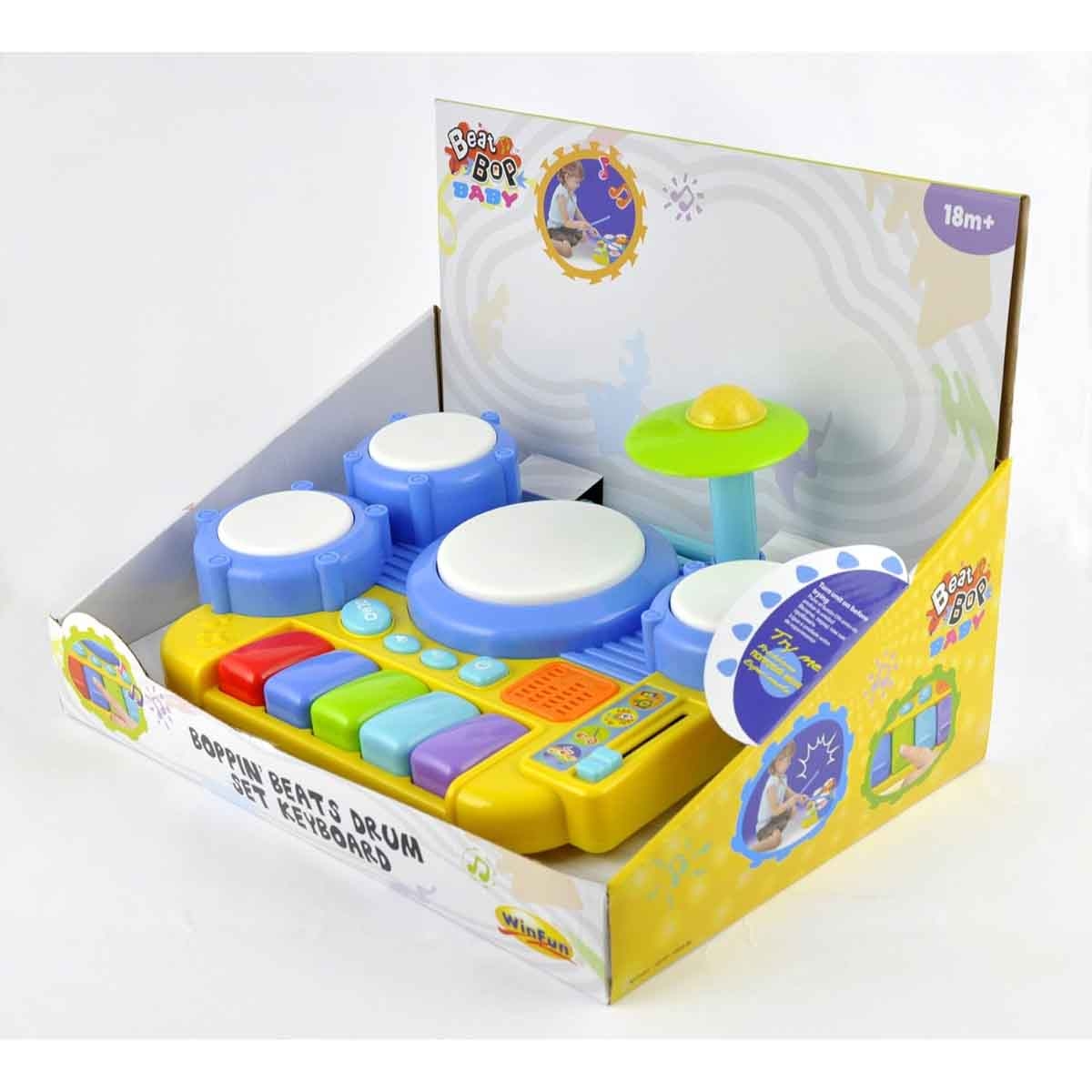 وين فن طقم طبول بوبين بيتس للأطفال عمر 0-2 سنوات