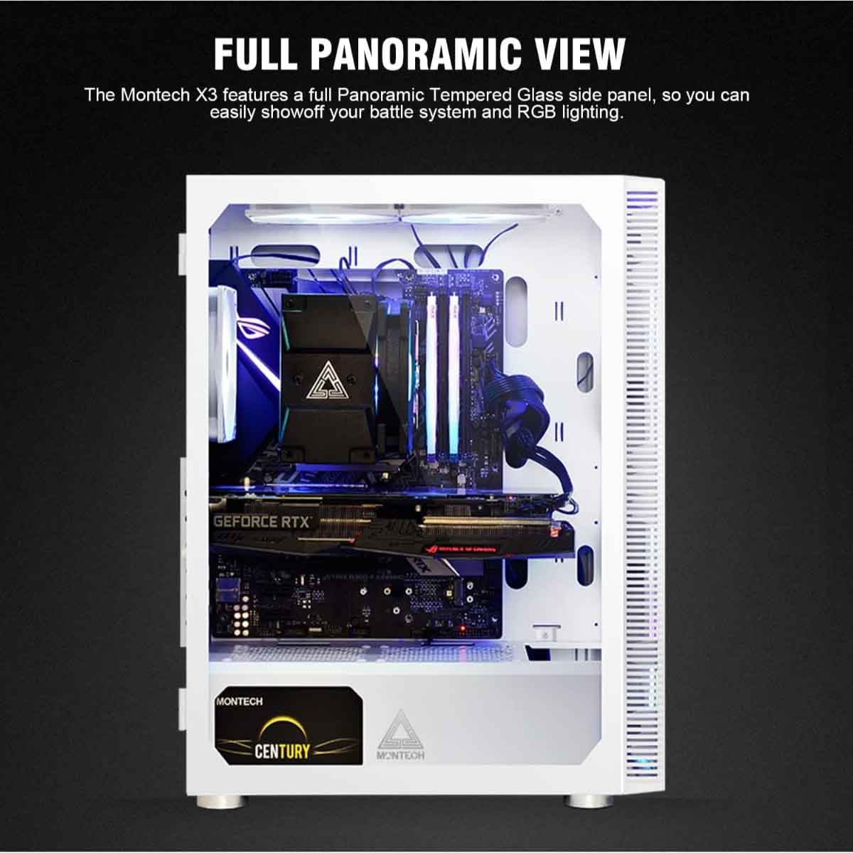 مونتيك صندوق كمبيوتر للألعاب X3 شبكي باللون الأبيض