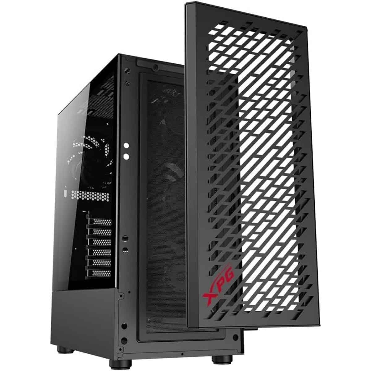 إكس بي جي كيس كمبيوتر ATX باللون الأسود مع 4 مراوح غير ARGB سلسلة Valor Air مع لوحة أمامية شبكية