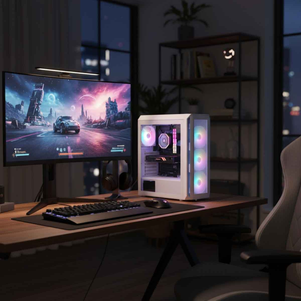 إكس بي جي كيس كمبيوتر ATX باللون الأبيض مع 4 مراوح ARGB سلسلة Valor Air Plus مع دعم ردياتير 360mm