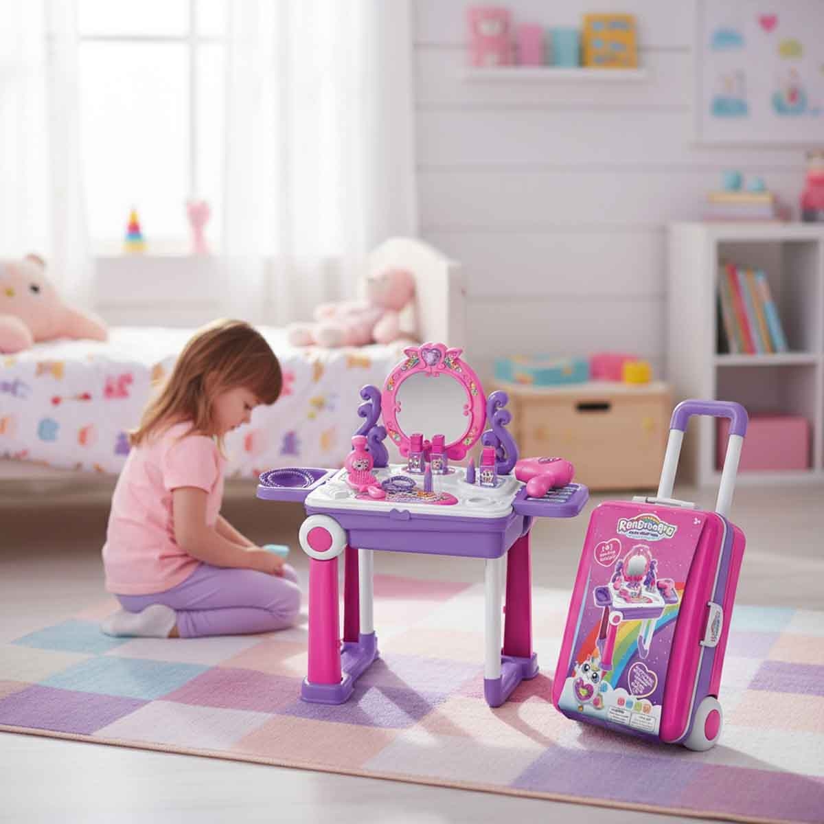 زورو رينبوكورنز مكياج 3 في 1 داخل حقيبة للبنات، 3-4 سنوات